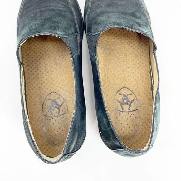 Ariat Shoes Womens 8 Loafers Black Leather Round Toe Low Top Slip On Suede - Picture 6 of 9